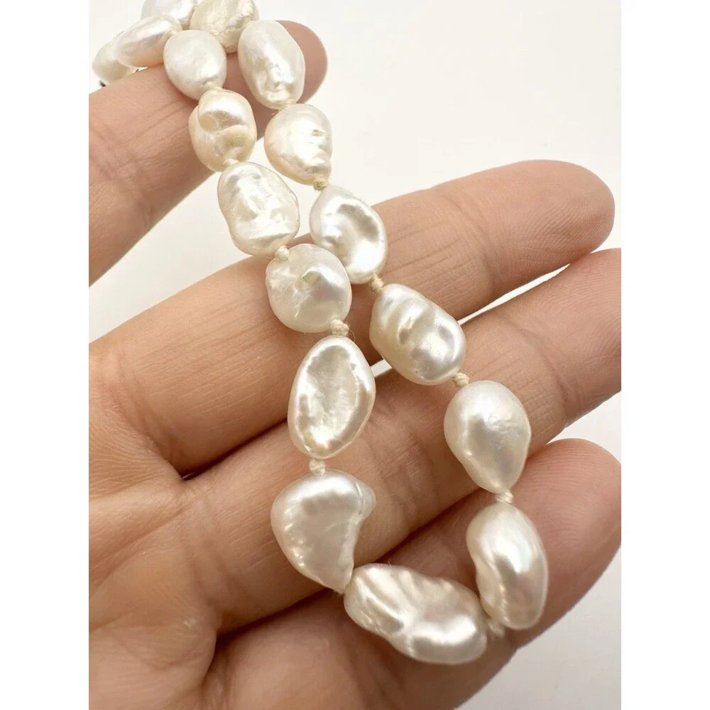 Keshi Pearl Bracelet White 925 Sterling Silver 8”